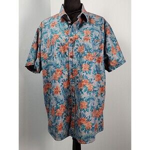Chip & Pepper California XL Summer Aloha Hawaiian Button Blue Short Cotton